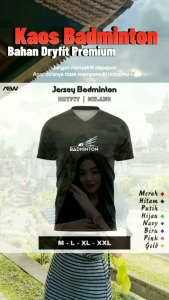 Kaos bulutangkis atasan olahraga pria baju badminton dryfit logo sport