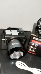 Senter Kepala ZOOM ONELIGHT GCS-SS043 Headlamp WOLF HEAD Laser Cahaya PUTIH USB Type-C Charging