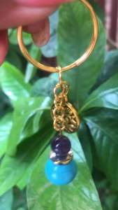 พวงกุญแจอเมทิสต์และเทอร์ควอยซ์ พร้อมจี้ต้นไม้แห่งชีวิต