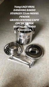 DANDANG BAKSO MINI FULL STAINLES 22cm PENDEK FREE CENTONG CAPIT MURAH COD