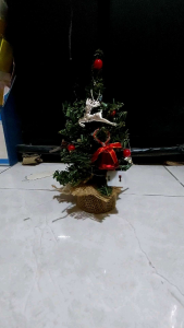POHON NATAL MINI DEKORASI HIASAN MEJA 20 CM || POHON NATAL LED AKSESORIS NATAL