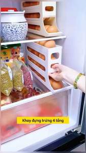 Khay Đựng Trứng Tủ Lạnh 2 Tầng Thiết Kế Thông Minh Lăn Tự Động Tiết Kiệm Không Gian Tủ