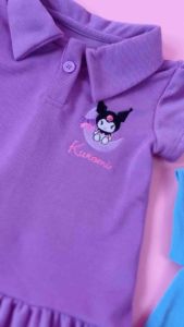 Sanrio 1-8yrs kuromi melody cinnamoroll embroidered collar buton dress