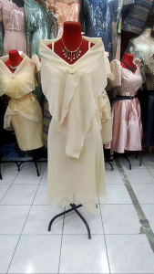 Modern Filipiniana dress (spaghetti dress+alampay+brooch)