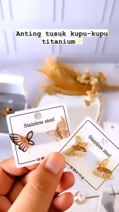 RinaXp-Anting Stud/Tusuk Kupu-kupu Terbaru Titanium Import Anti Karat Fashion Jewellry Korea