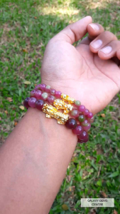 Gelang Manik Manik Ruby Tanzania Bracellet Pixiu Emas