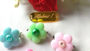 Hijabnur1 - 6 Bros Hijab Bunga - Bros Hijab - Peniti Dagu Handmade