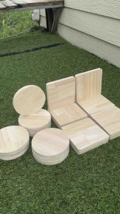 ไม้แผ่นกลมและแผ่นสี่เหลี่ยมลบมุมไม่มีตาไม้ ขนาดกว้าง15cmไม้หนา16mm ทำจากไม้แท้ยางพาราประสานเกรดAAต่อตรง