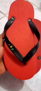 sandal jepit sky rubber merah tali hitam