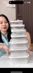 Bộ 4 hộp thực phẩm HIWA cao cấp. hộp thực phẩm tách nước làm từ nhựa PP chịu nhiệt k mùi thiết kế đẹp mắt. Hộp đựng