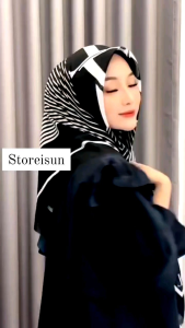 Monogram Pattern Scarf LY Jilbab Segiempat Motif Branded/ Hijab Segi Empat Motif Jurney Terbaru