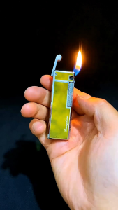 Bật lửa BonDon khảm men xanh Sử dụng gas đá  nguyên seal full box tặng kèm đá lửa