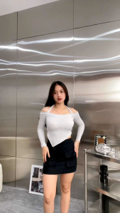 JANE Top Rib Halter Lancip Lengan Pendek dan Panjang