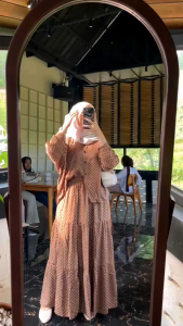 One Set Rok Raya Terbaru Rayon Diamond Premium Atasan Full Kancing Aktif Lengan Model Batwing / Setelan Wanita Kekinian Kemeja Set Rok Kain Adem Halus Lembut Bernafas Berkualitas Premium