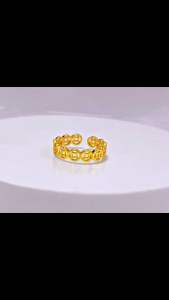 Zihang Jewelry 24K Gold plated money catcher lucky charm adjustable Ring for women