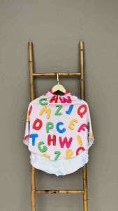 Bergo Printing Anak Motif Alfabet / Hijab Instan Anak