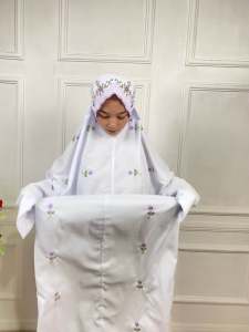 Mukena santri terusan dewasa bordir kepyur