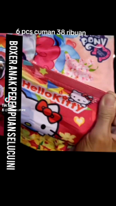 6 pcs CD / celana dalam boxer anak perempuan satirekids grosir 6 pcs CD anak perempuan