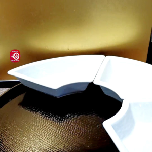 15" JAPAN MINIMALIST FLORAL CERAMIC LAZY SUSAN TURNTABLE ROTATING DISH • JAPAN SURPLUS