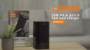 LDNIO SKW6457 15W Wireless Charger 2500W Tower Extension 6 Power Socket With 1 PD 30W + 3 QC3.0 USB Port Timer Switch