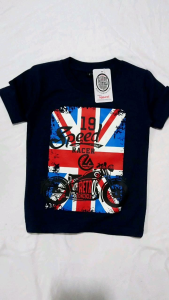 KFS 36 Baju Kaos Retro Motorcycle Blue Nevy Laki-laki Perempuan Katun Premium 1-10 Tahun