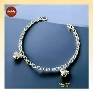 🌈AAbaby Galleries AA205 Original Baby S925 Silver Anklet Bracelet Hexagmickey Bells Rantai Kaki/Tangan/Gelang Kaki Bayi/Kanak