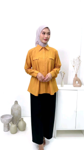 Kemeja Blouse Wanita Terbaru: Rayshaa Polo Linen By Levika.co