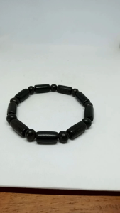 gelang kayu kelor hitam bulat kombinasi tabung h186