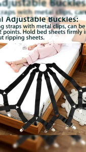Adjustable Bed Sheet Clips - Heavy-Duty Sheet Straps and Suspenders for Secure Fitted Sheets