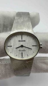 เครื่องประดับ RADO Silhouette ของแท้ ระบบไขลาน ตัวเรือนชุบเงิน นาฬิกาผู้หญิง มือสองใส สำหรับผู้หญิง