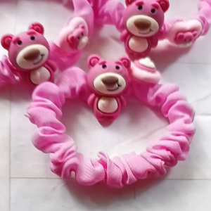 Dây thun cột tóc Scrunchies gấu hồng mới cho bạn gái