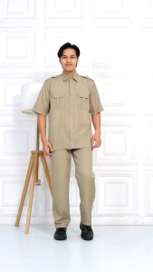 Baju Kerja Dinas Seragam DAERAH KHUSUS JAKARTA Coklat Moca Pria Tangan Pendek Katun