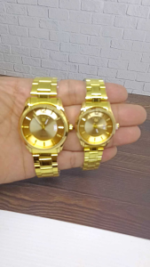 JAM TANGAN RANTAI TANGGAL GOLD CUOPLE WATER RESISTANT