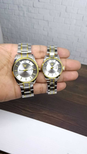 JAM TANGAN RANTAI TANGGAL CUOPLE COMBINASI PUTIH WATER RESISTANT