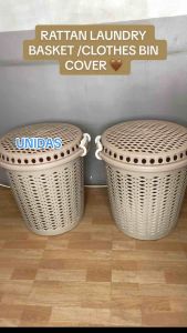 UNIDAS High Quality Mocha Round Laundry Basket With Cover And Clip Big Capacity Heavy Duty Space Saver