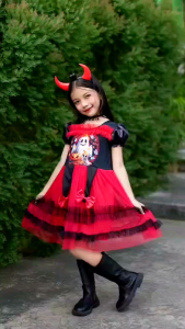 เดรสฮาโลวีน คละลาย เสื้อสกูบ้าแขนตุ๊กตา กระโปรแต่งโบว์