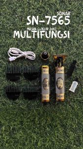 Barber Professional Hair Trimmer Grooming Kit Multifungsi 2 Mesin Metal Gold USB Type C