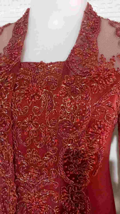 set kebaya pesta kebaya wisuda kutubaru maroon + rok lilit