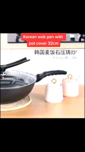 🌹READY STOCK🌹 Korean Non Stick Stone Wok 32cm Frying Pan Aluminium Base Maifan Marble stone Cooking Wok Pan Pot / 韩国麦石不粘石头锅