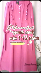 NABILA GAMIS KIDS USIA 1-12 TAHUN BAHAN CRINKLE AIRFLOW GAMIS ANAK PEREMPUAN LEBARAN 2025