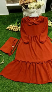 Gamis cringkel set hijab 3sampai14 tahun//gamis kriwil