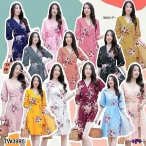 3995 จั้มสูทก้านแก้วลายดอกกุหลาบสวยเก๋ สอบถามก่อนสั่งซื้อ