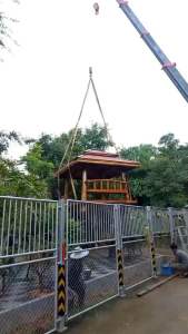 อุปกรณ์สำหรับศาลาไม้สักทองขนาดพื้น 2.5 x 2.5 เมตรมีม้านั่ง 1 ด้าน: