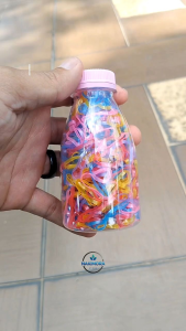Ikat rambut karet anak free botol dan pouch isi 500-700 pcs warna warni