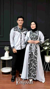 (satuan dan ada anaknya)Couple Keluarga Gamis Batik Kombinasi Set Couple Gamis Pasangan Baju Couple Kondangan Muslimah