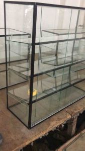 4layers slanting glass organizer for display For jewelry display Cellphone display
