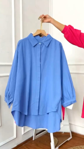 SEMI TUNIK LINEN CRINKLE ATASAN WANITA CASUAL KANCING