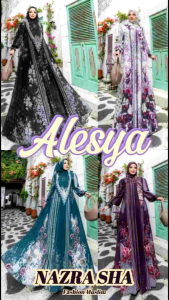 (9) ALYA ALESA QAIRINA Baju Gamis Set Syari Alesya Series By Alya Syari. Nazra Sha