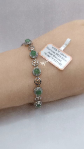 ❤️100% Authentic Brand New Set "A" grade Burmese S925 sterling silver zirconia diamonds frame high translucency jadeite beads bracelet (adjustable size) unique colour lustrous surface green n sunny beads symbolise good luck prosperity exquisite elegant
