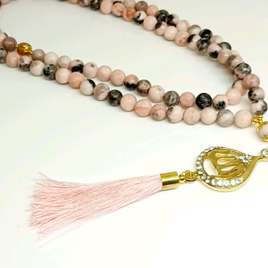TASBIH BATU PINK ZEBRA 8MM 99 BUTIR +LAFADZ ALLAH